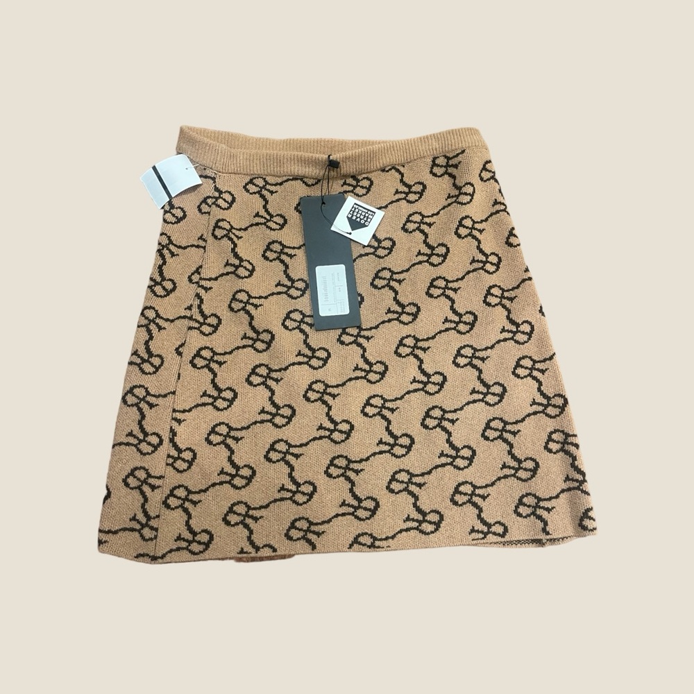 Rokh monogram print wool knit skirt